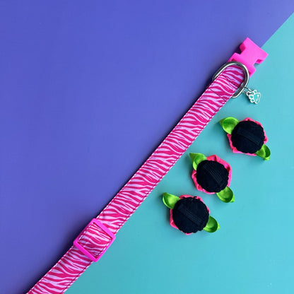 Collar para perros con rosas Cebra rosado 2