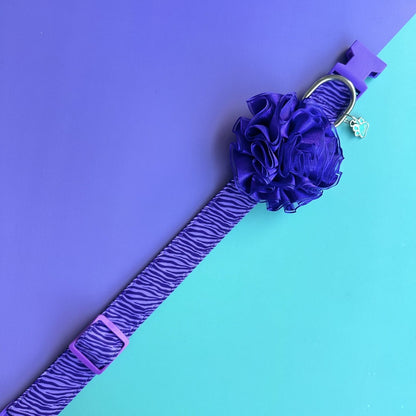 Collar para perros con flor tul morada - Cebra lila