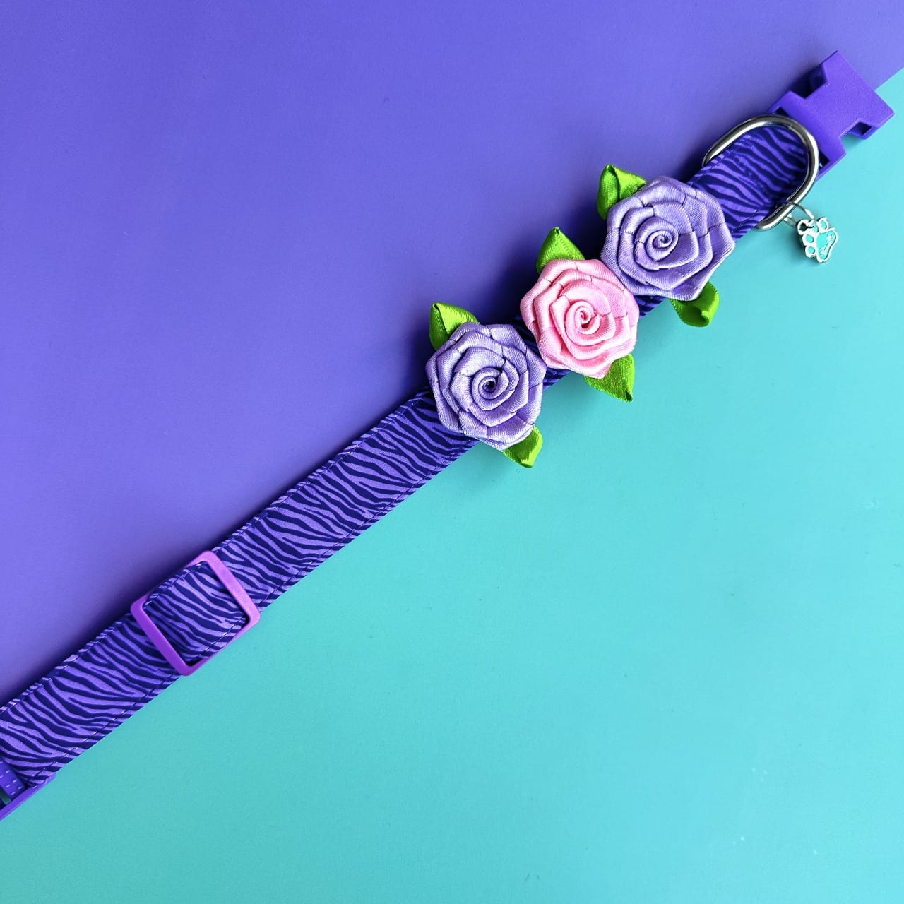 Collar para perros con rosas Cebra lila 2