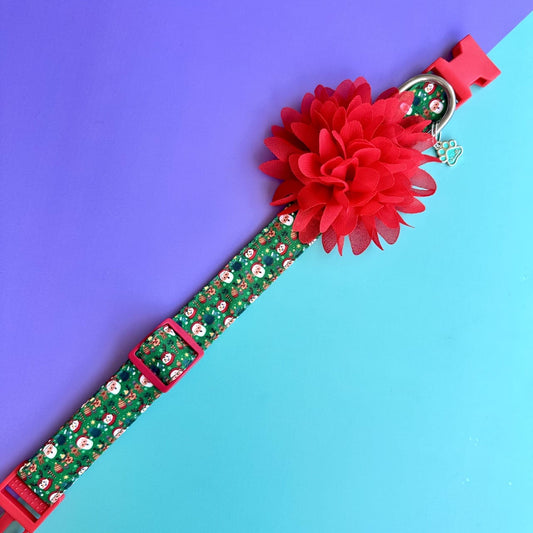 Collar para perros con flor seda de Navidad magia navideña