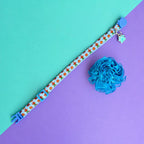Collar Dulce Navidad y flor tul azul desmontable
