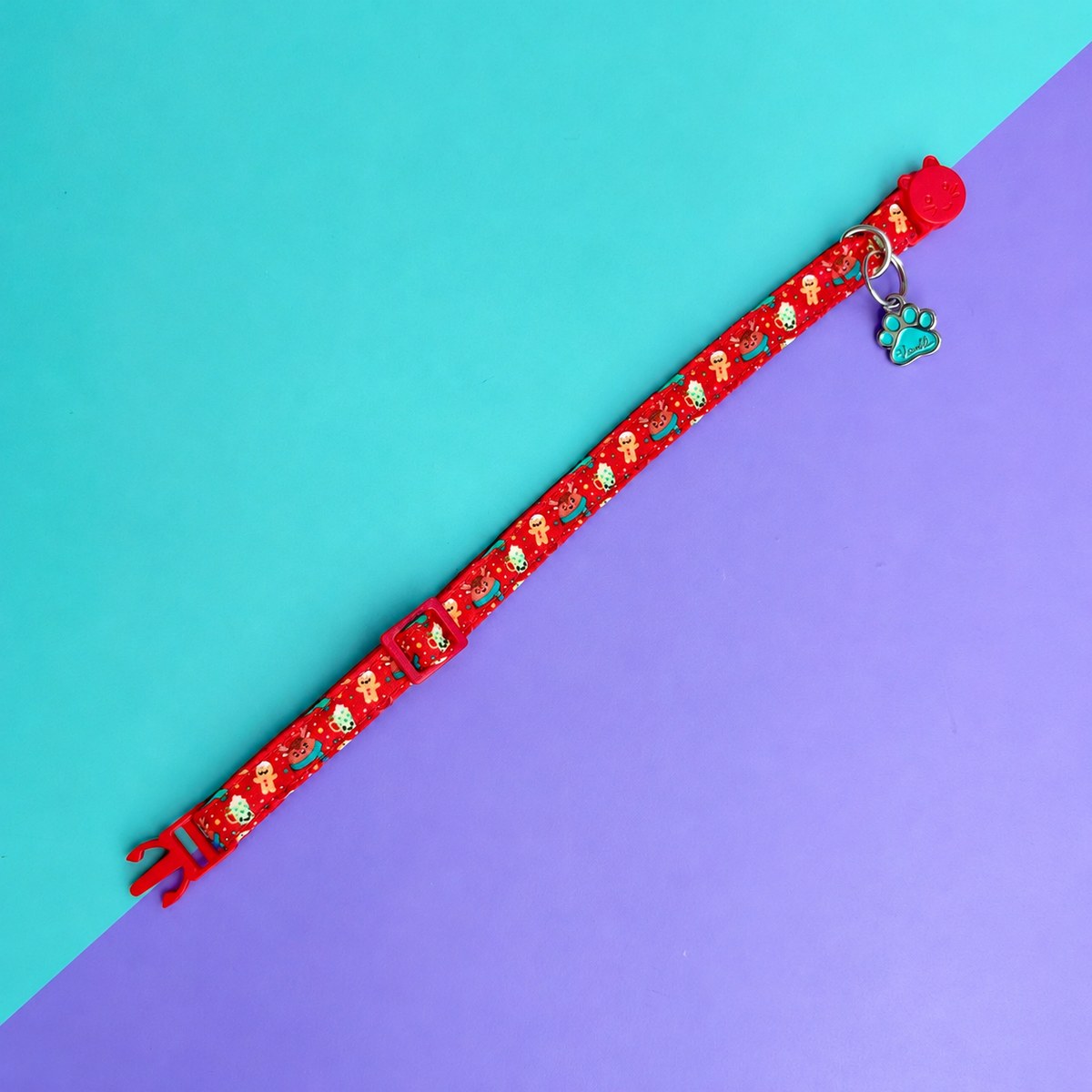 Collar para gatos de Navidad Magia Polar Roja con broche de seguridad