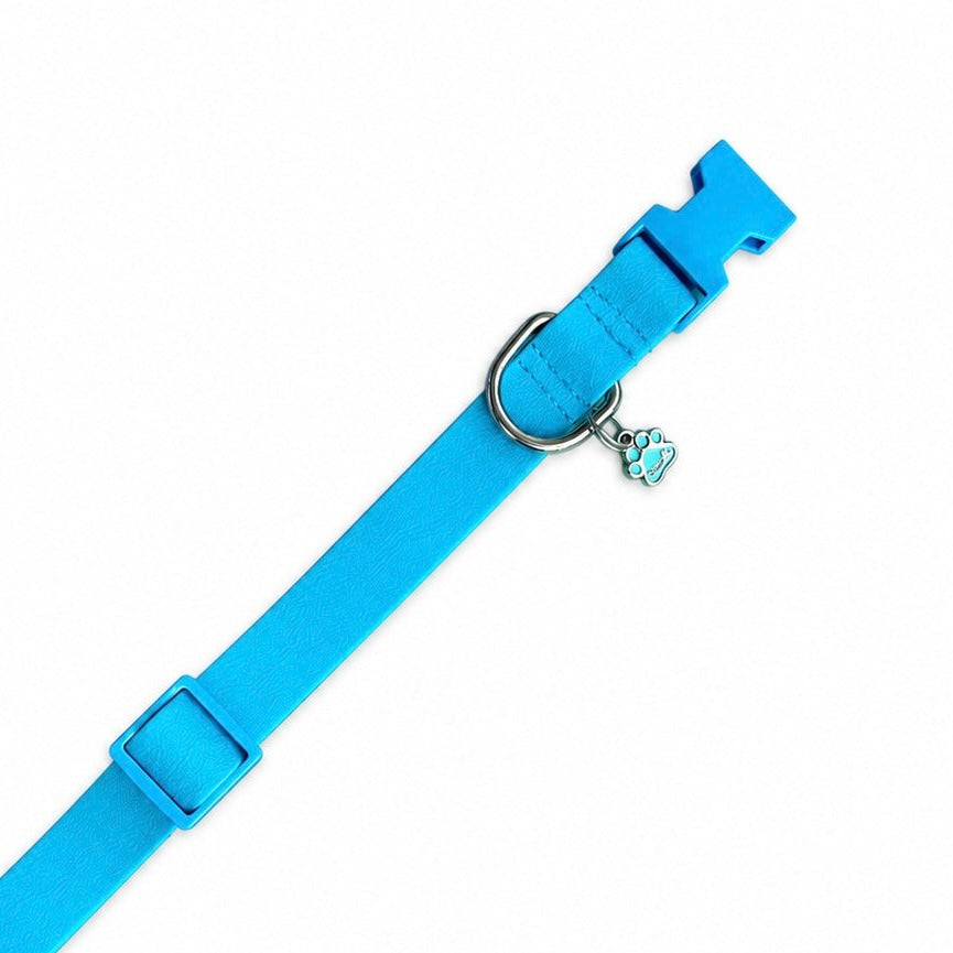 Collar para perros en goma impermeable azul