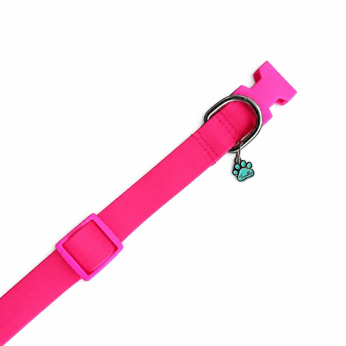 Collar para perros en goma impermeable fucsia