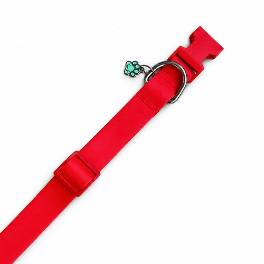 Collar para perros en goma impermeable rojo