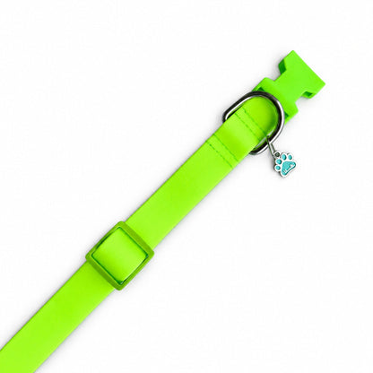 Collar para perros en goma impermeable verde neón