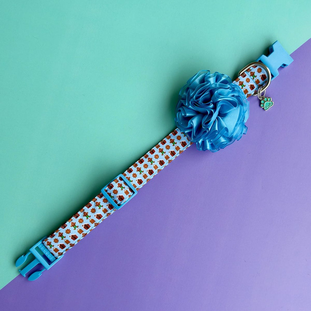 Collar para perro con flor seda Dulce Navidad, vista frontal