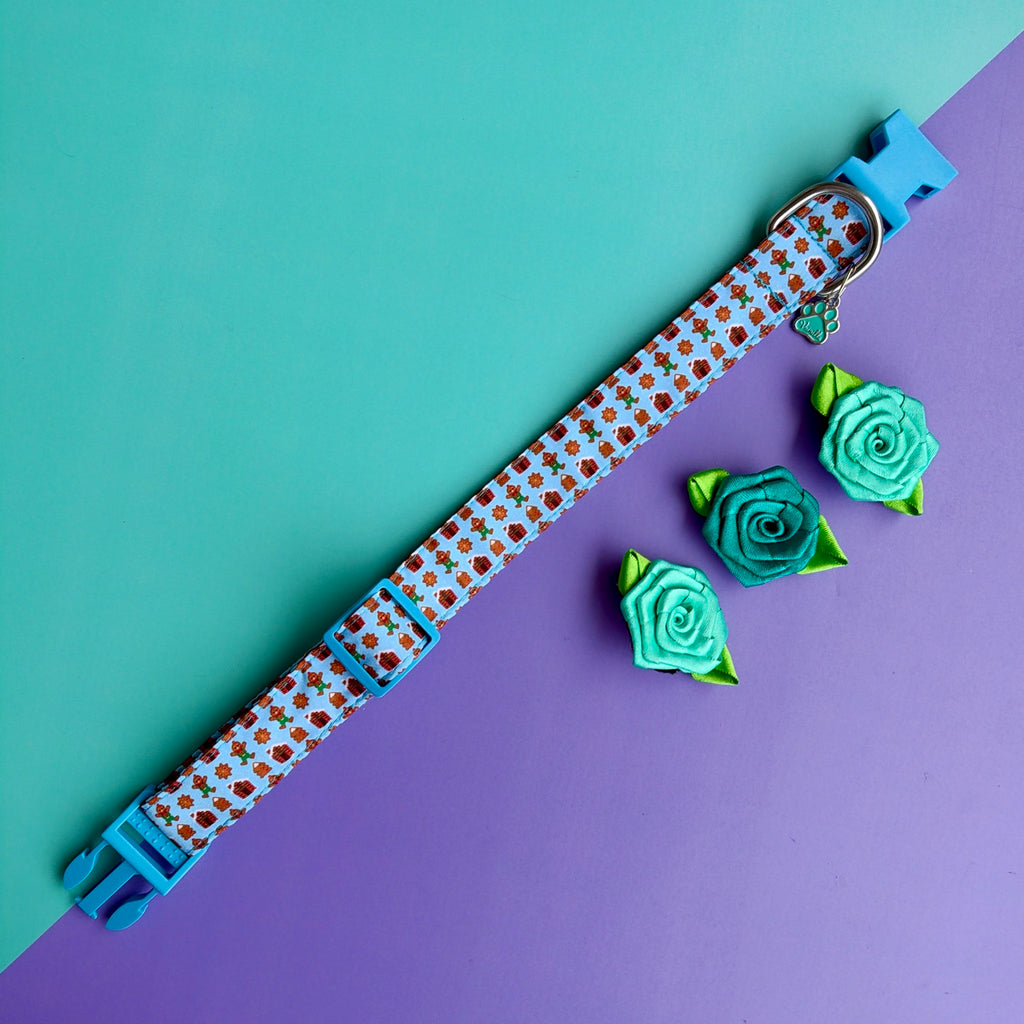 Collar para perro con rosas Dulce Navidad y rosas desmontables