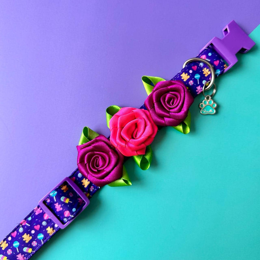 Set de 3 rosas para collar de perro