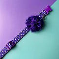 Collar para perros calaveras con flor tul morada