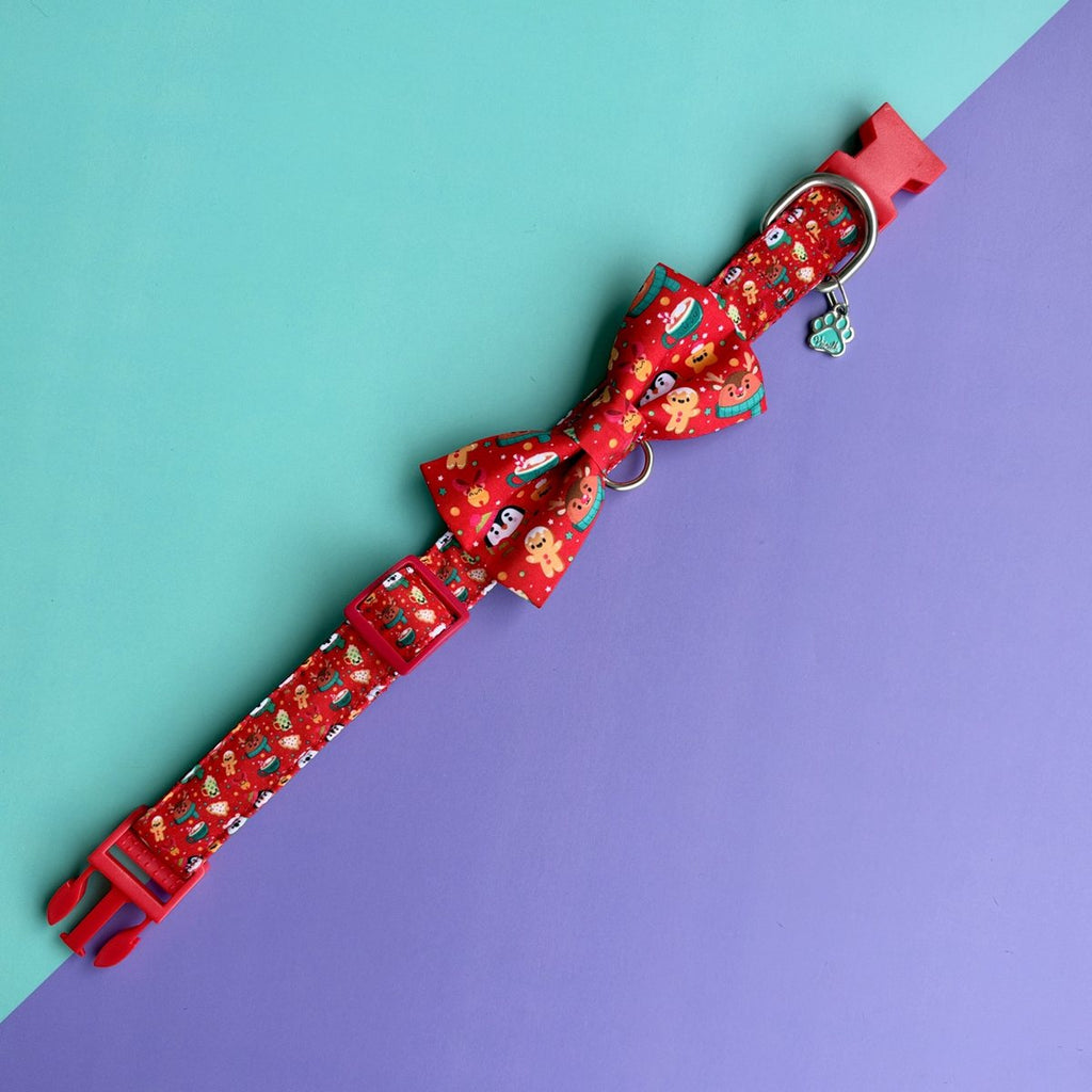 Collar abierto con corbatín para perro Magia Polar Roja