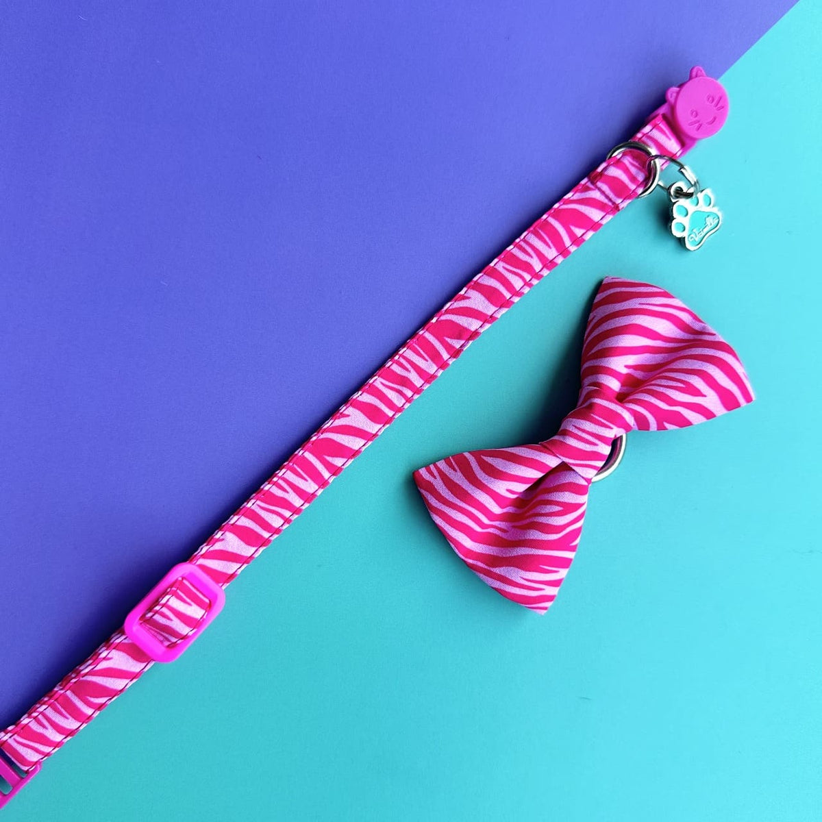 Corbatín para gatos Cebra fucsia