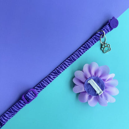 Collar para gatos con flor seda rosado lila - Cebra lila