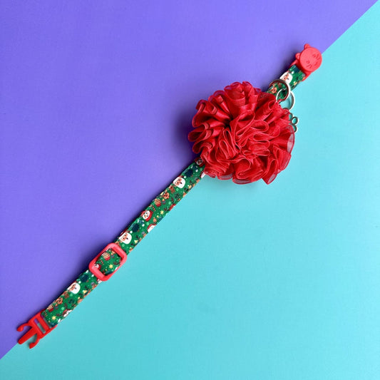 Collar para gatos con flor tul de Navidad magia navideña
