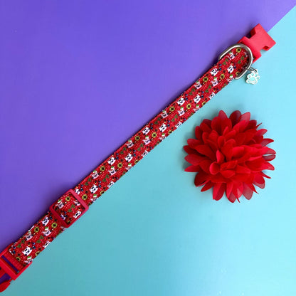 Collar para perros con flor seda de Navidad gatuna