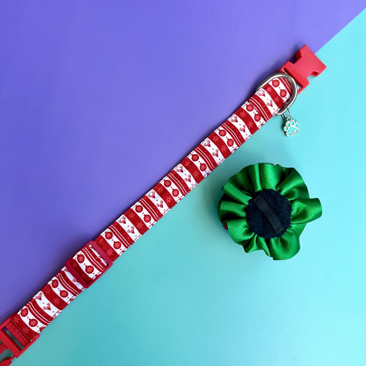 Collar para perros con flor bicolor Navidad clásica