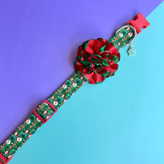 Collar para perros con flor bicolor Navidad magia navideña