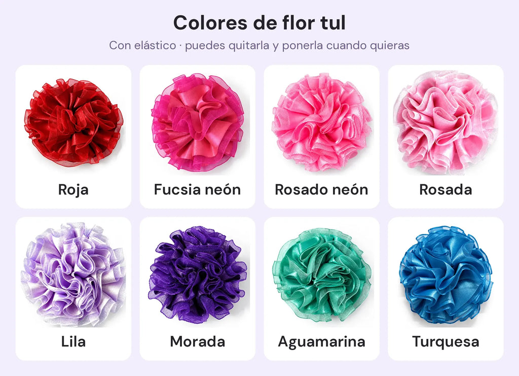 Colores de flor tul para collares de gato