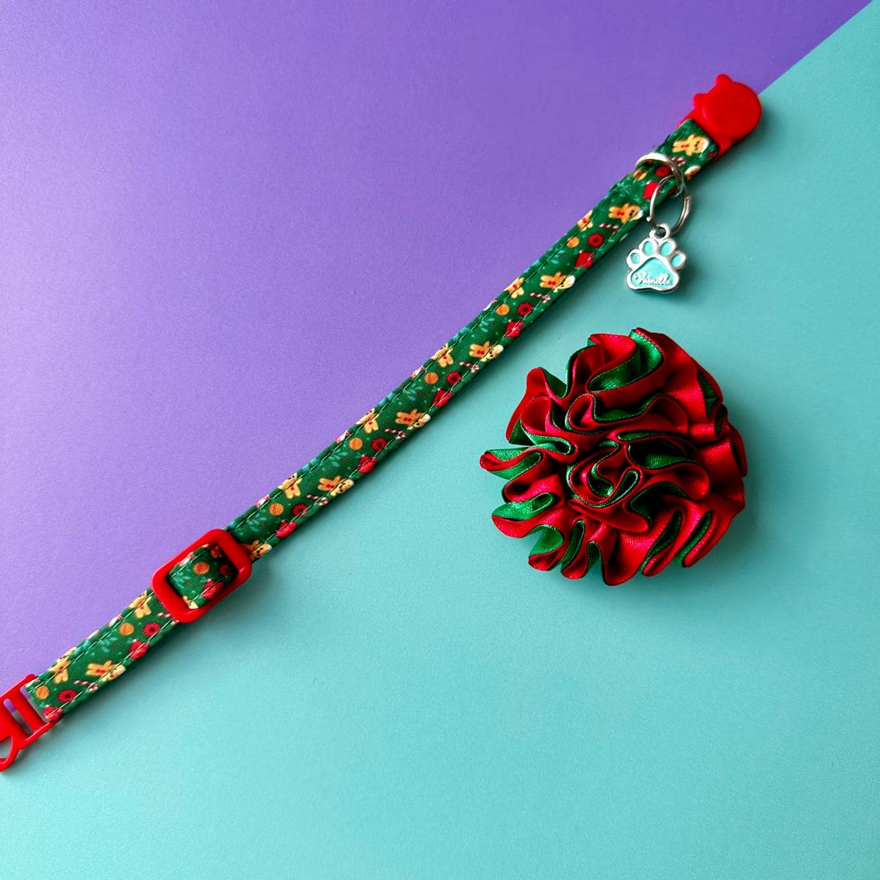 Collar para gatos con flor bicolor de Navidad Galletas