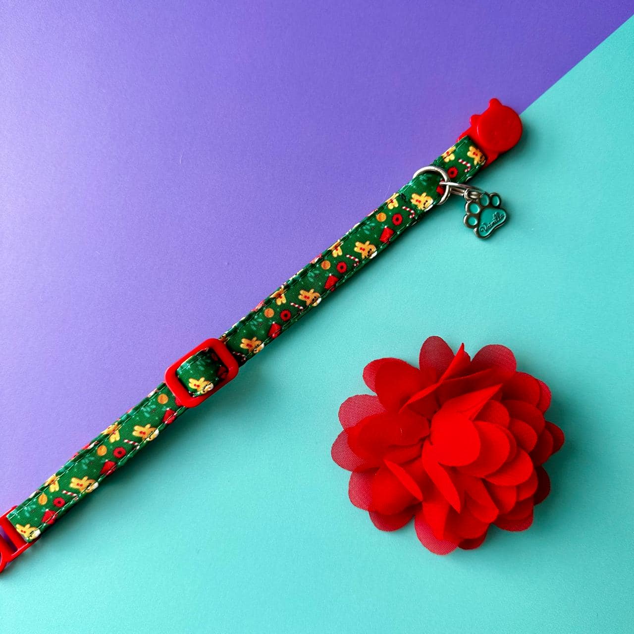 Collar para gatos con flor seda Navidad - Galletas