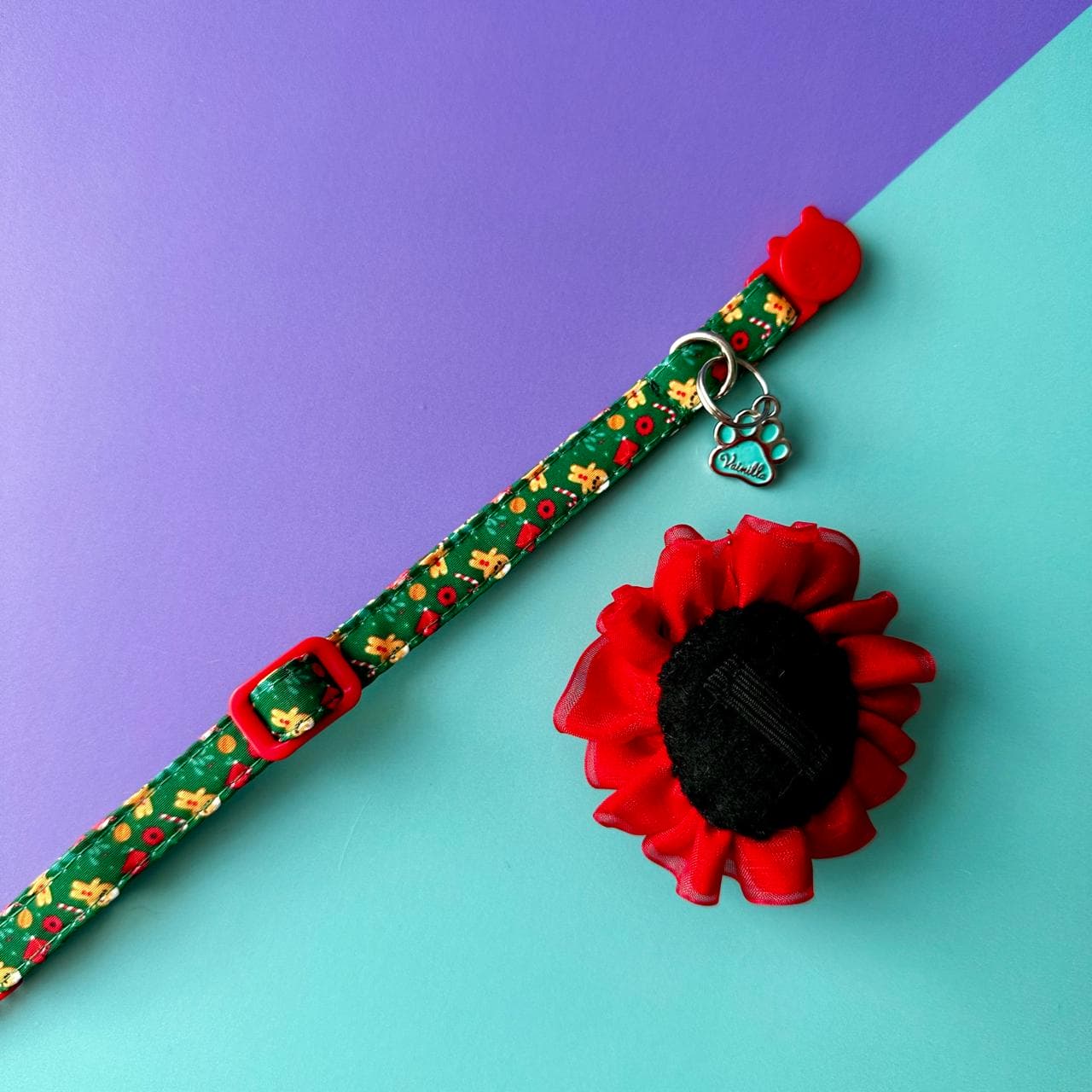 Collar para gatos con flor tul de Navidad Galletas
