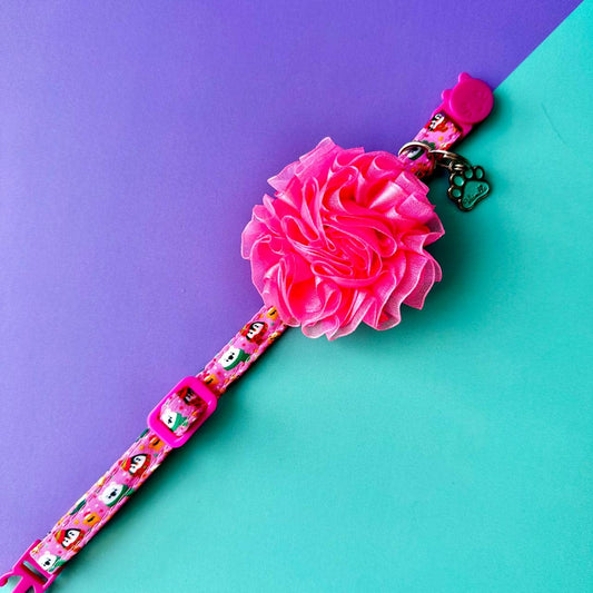 Collar para gatos con flor tul de Navidad Magia Polar rosa