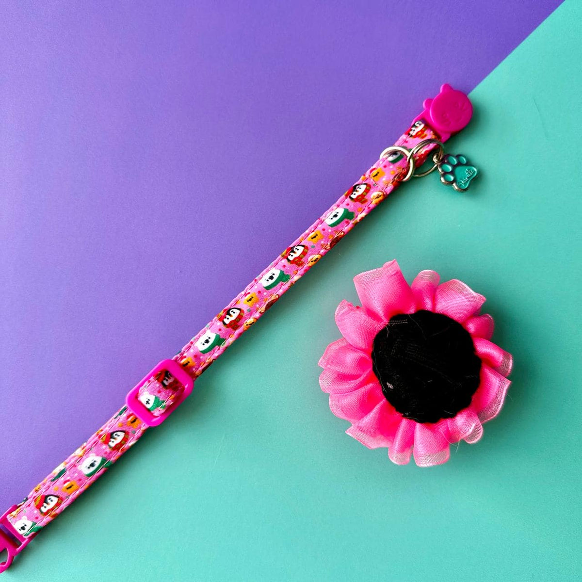 Collar para gatos con flor tul de Navidad Magia Polar rosa