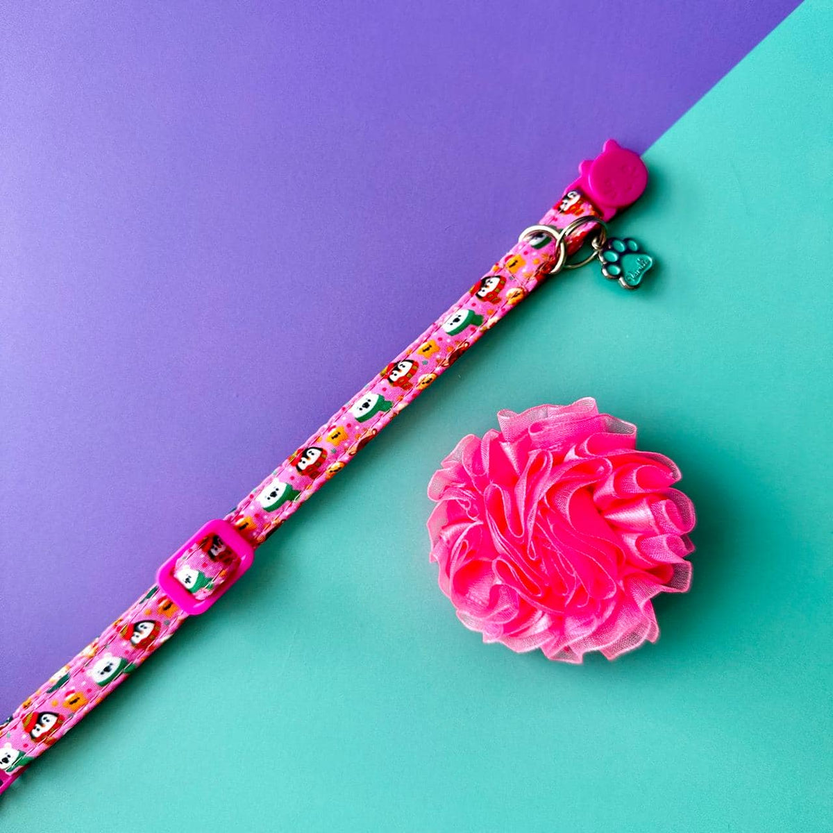 Collar para gatos con flor tul de Navidad Magia Polar rosa