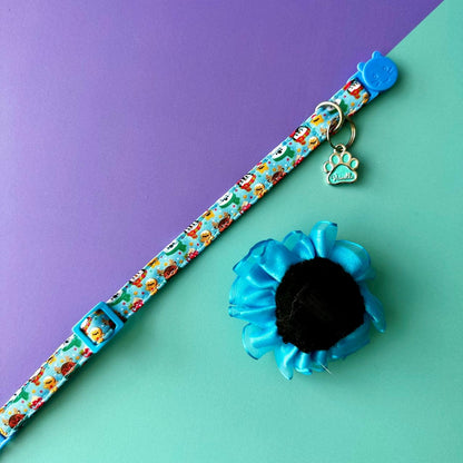 Collar para gatos con flor tul de Navidad Magia Polar azul