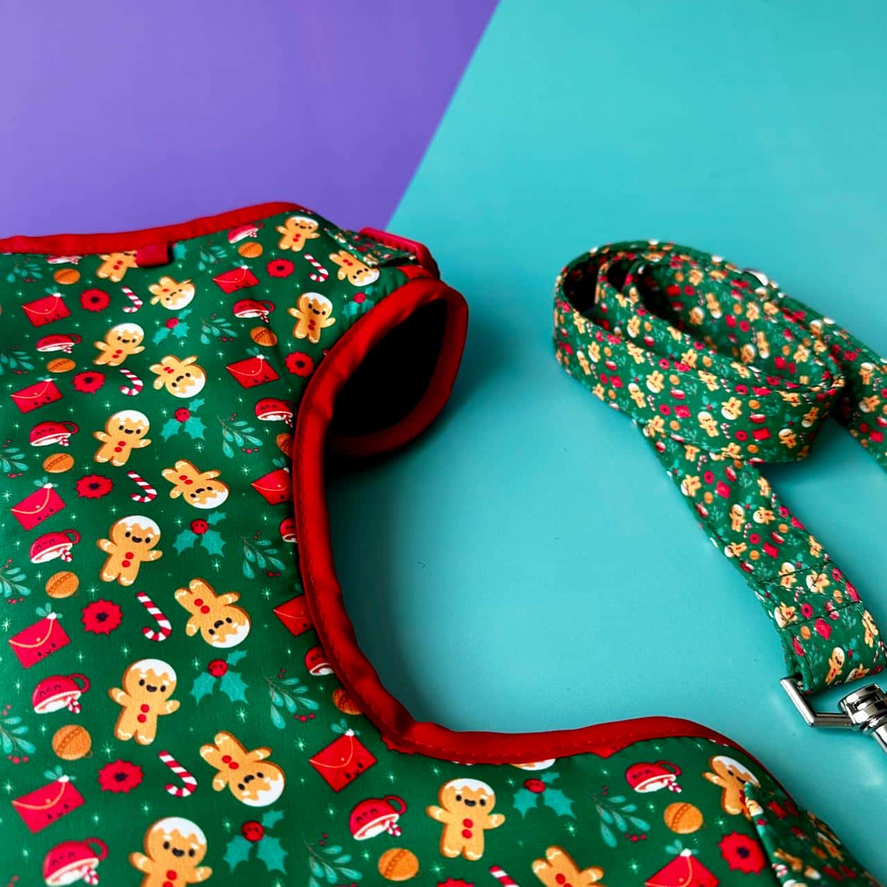 Pechera para perros con correa de Navidad Galletas