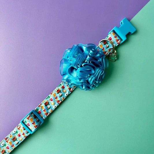 Collar para perros con flor tul Navidad Magia Polar azul