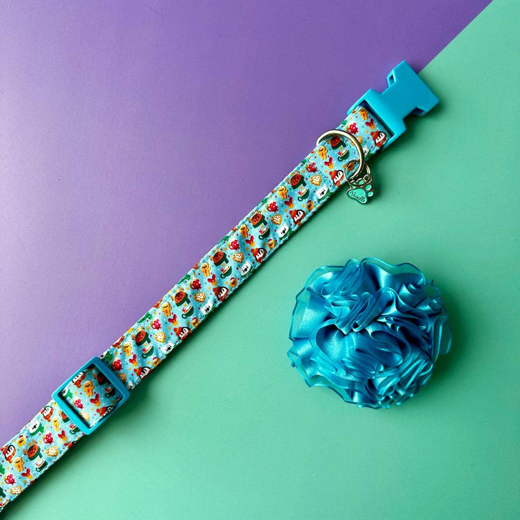 Collar para perros con flor tul Navidad Magia Polar azul