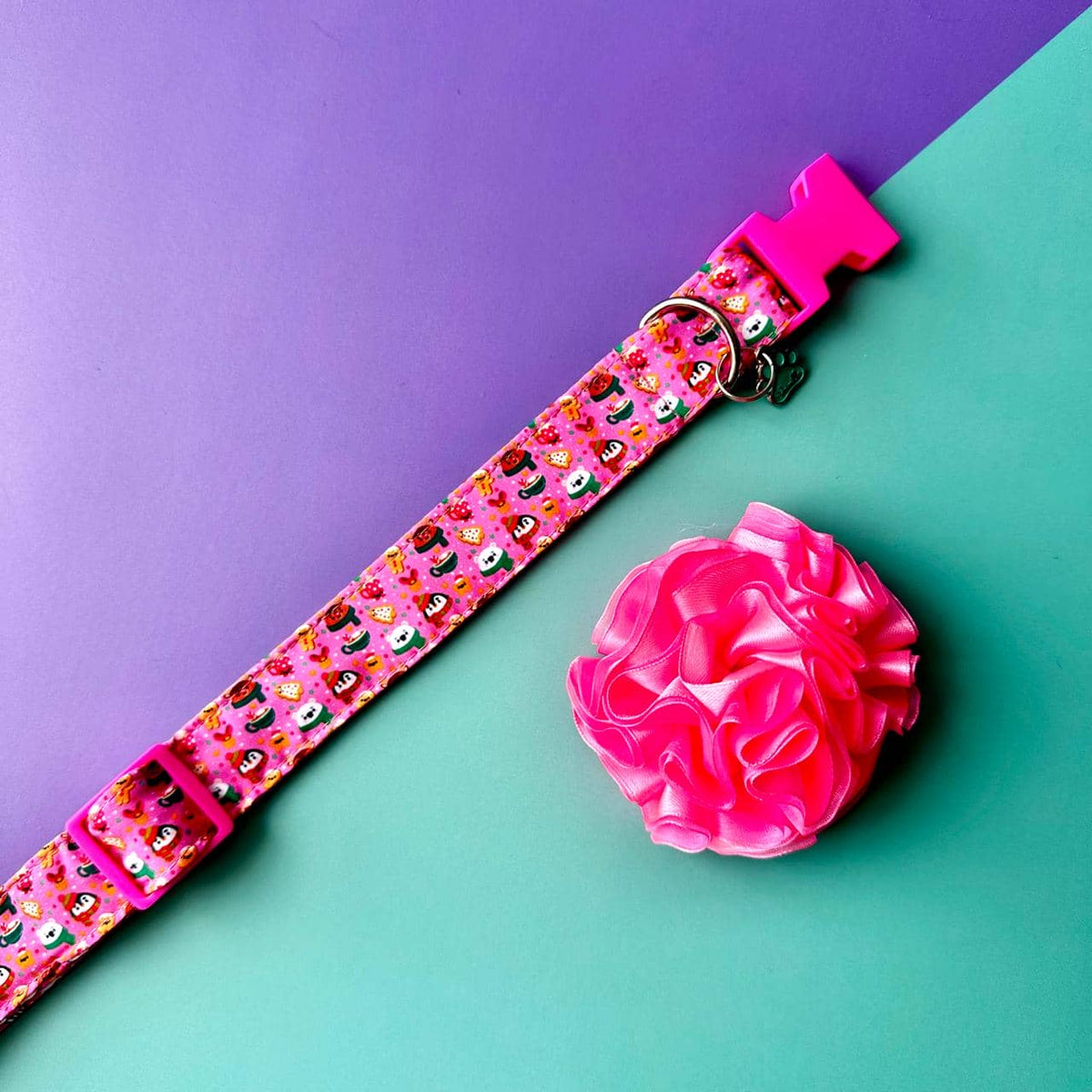 Collar para perros con flor tul Navidad Magia Polar rosa