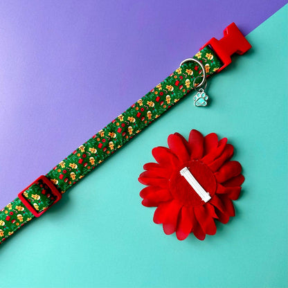 Collar para perros con flor seda de Navidad - Galletas