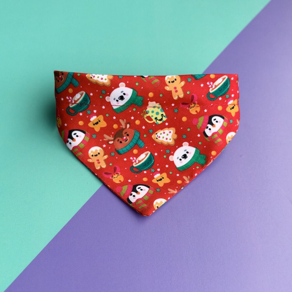 Pañoleta para gato de Navidad Magia Polar Roja, vista frontal