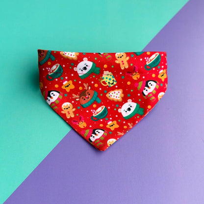 Pañoleta para gato de Navidad Magia Polar Roja, vista frontal