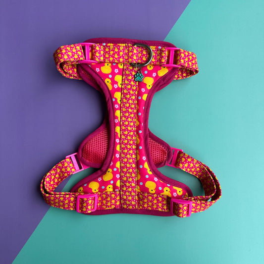 Pechera para perros antitirones - Patos fucsia