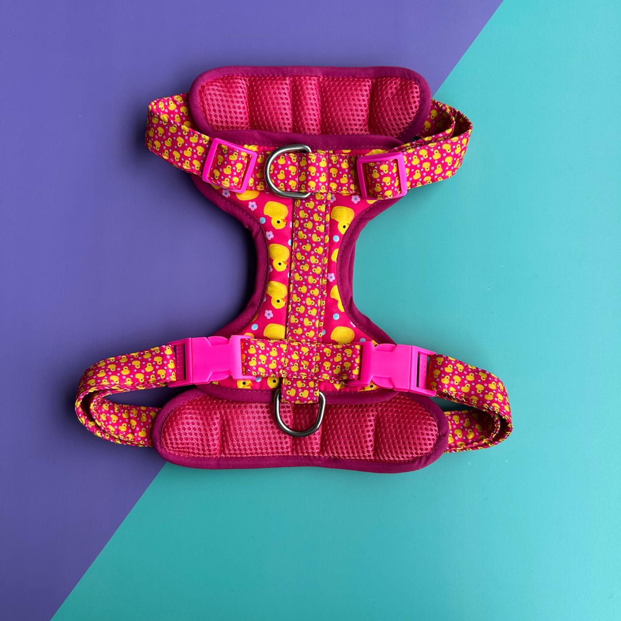 Pechera para perros antitirones - Patos fucsia