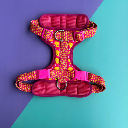 Pechera para perros antitirones - Patos fucsia