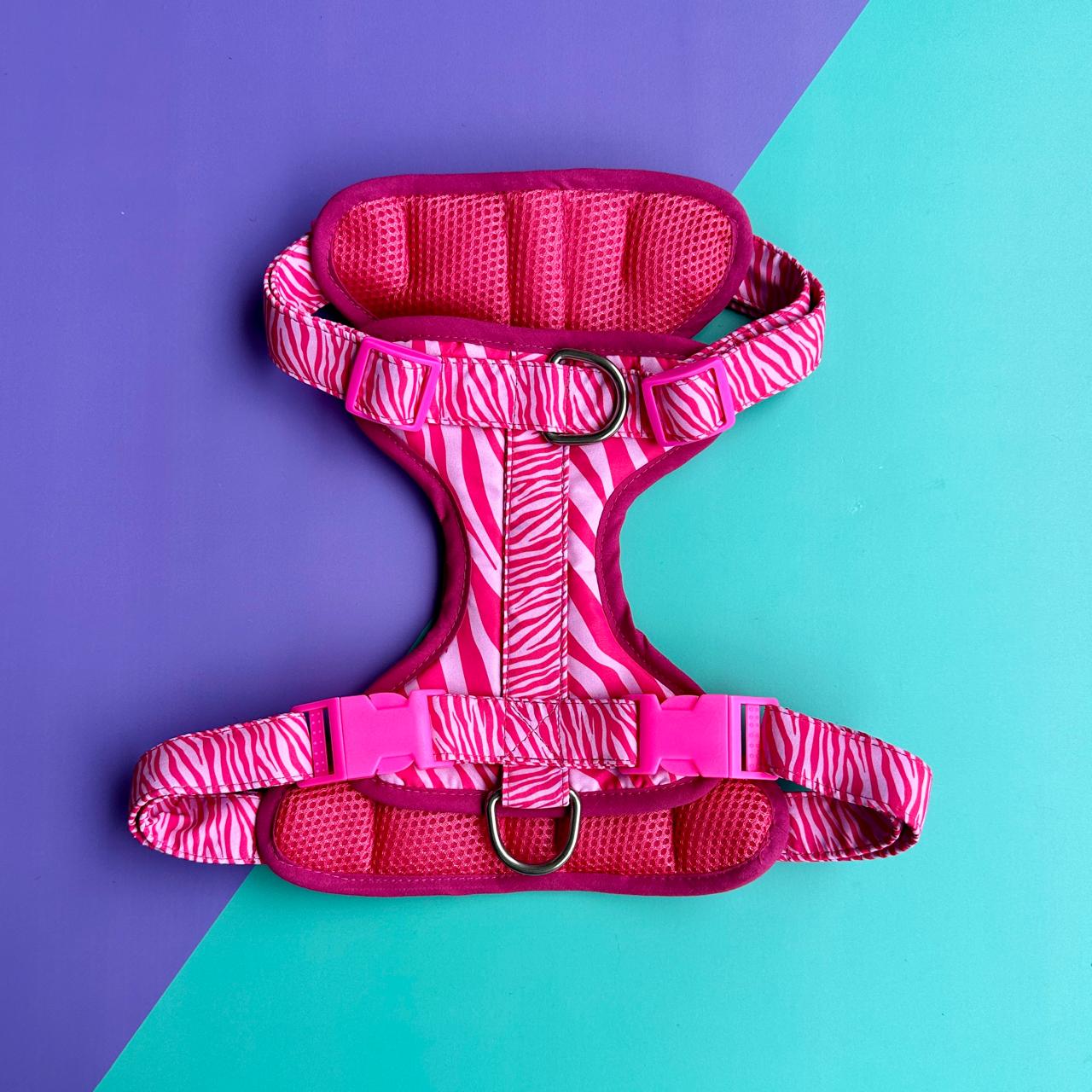 Pechera para perros antitirones - Cebra Fucsia