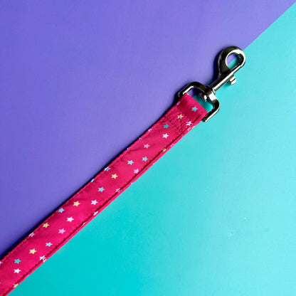 Pechera para perros antitirones estrellas fucsia con correa