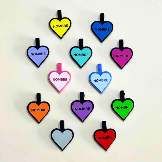 Placa para perros en goma corazón 3x4 cm