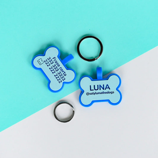 Placa para perros en goma hueso 3.5 cm x 4 cm