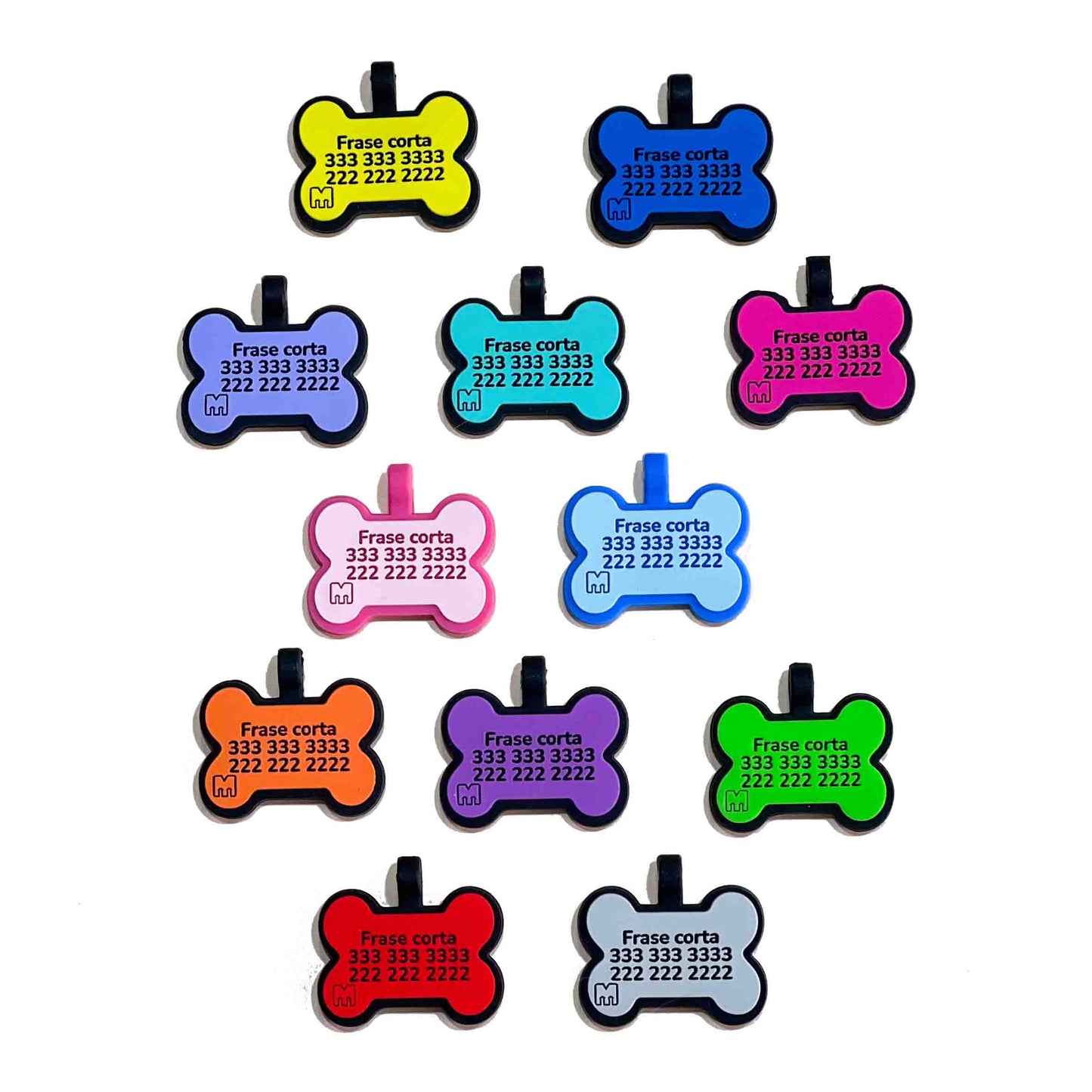 Placa para perros en goma hueso 3.5 cm x 4 cm